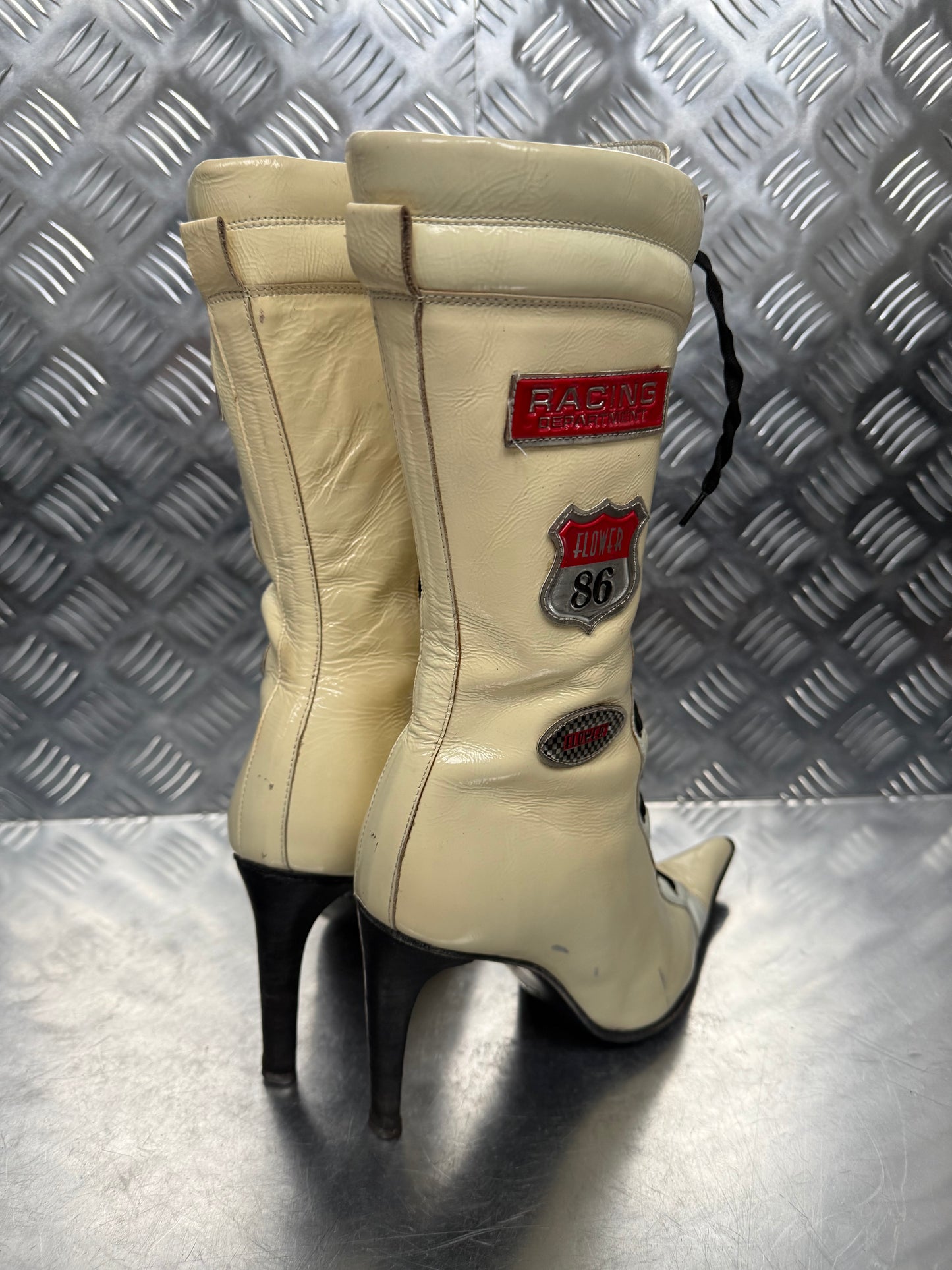 Italian racing lace-up leather boots TWINKLING GLOBAL