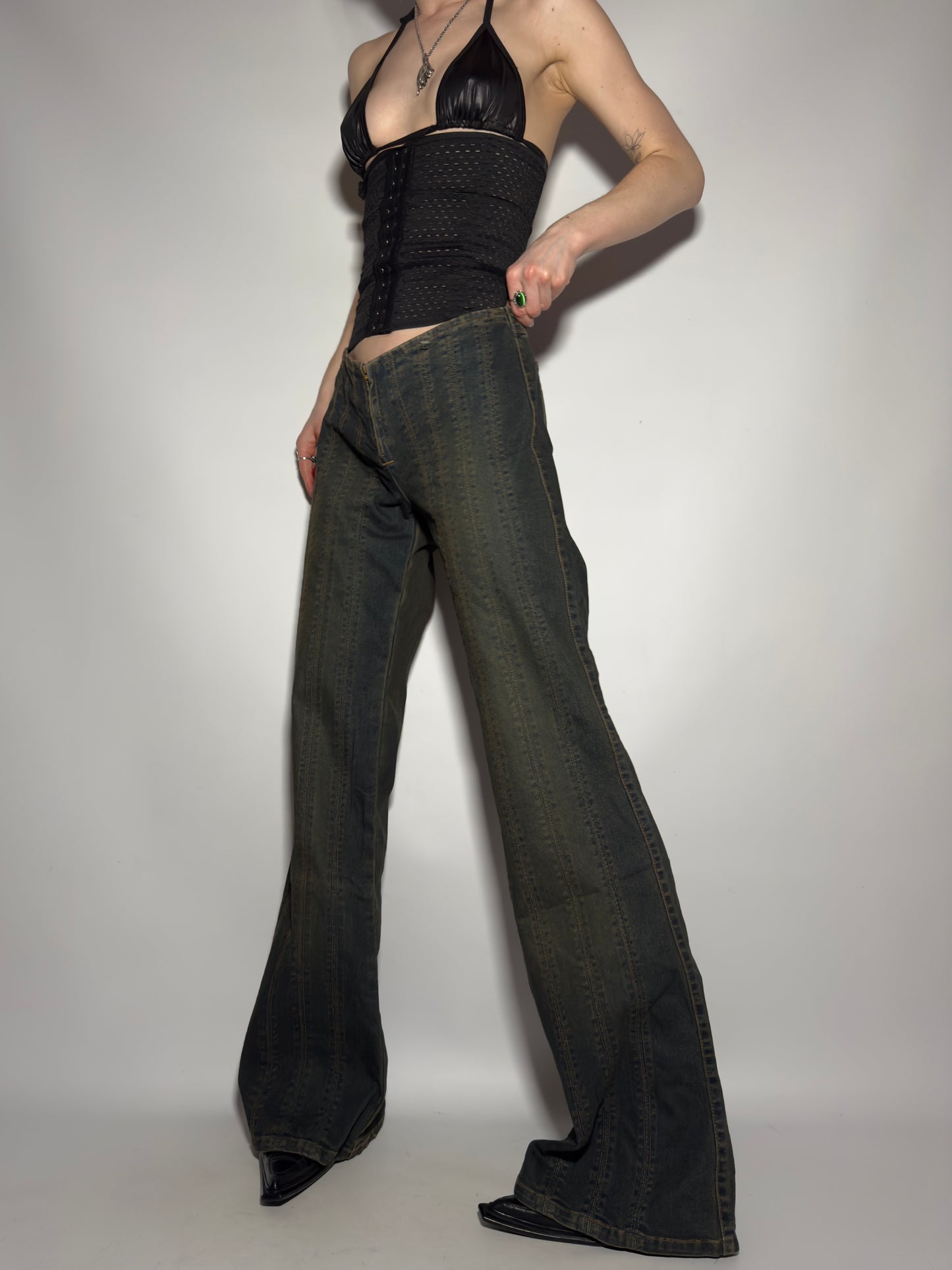 Vintage Brownish Flared Jeans  - TWINKLING GLOBAL