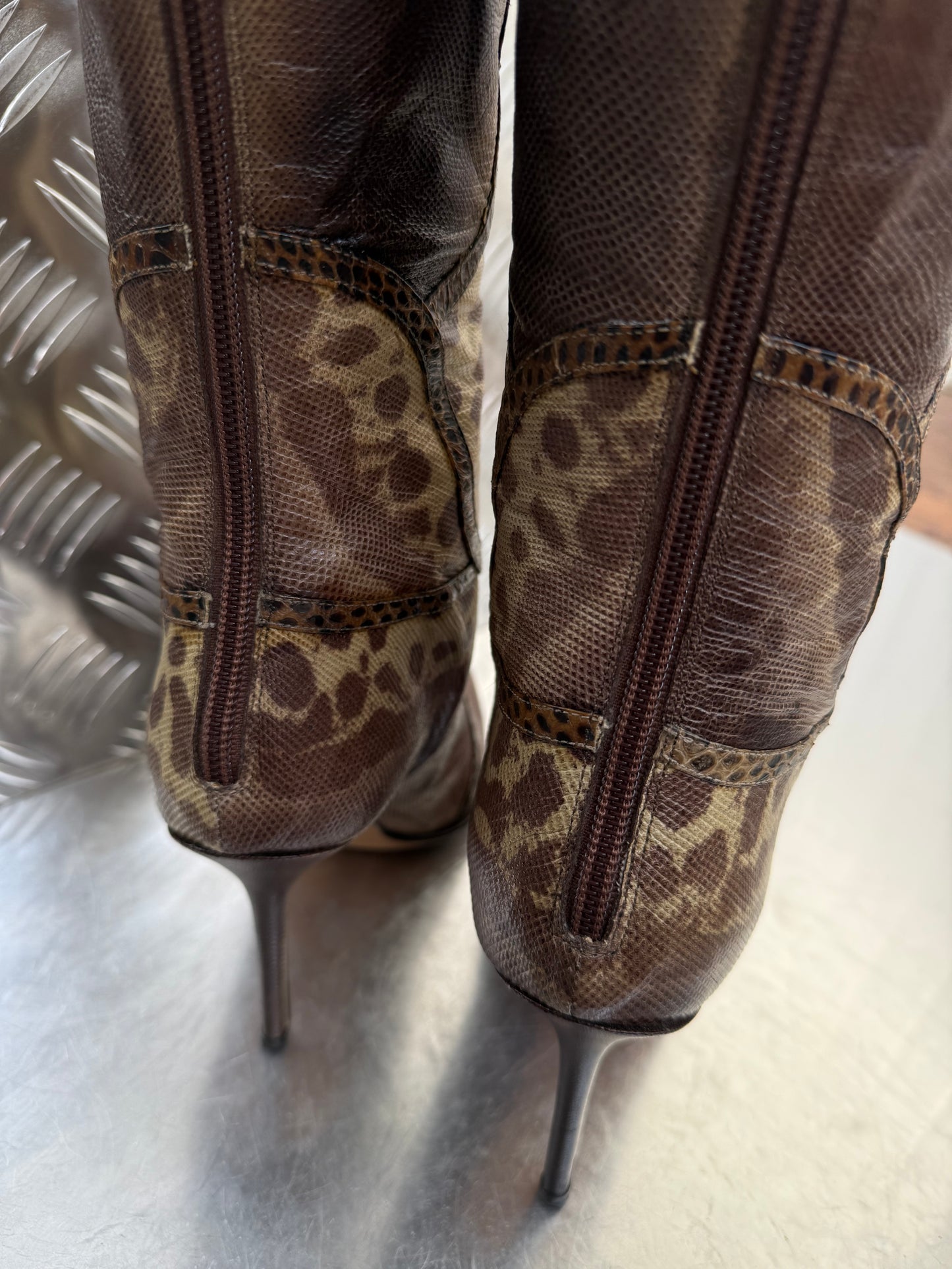 Vintage Jimmy Choo leather animal-pattern boots Twinkling Global