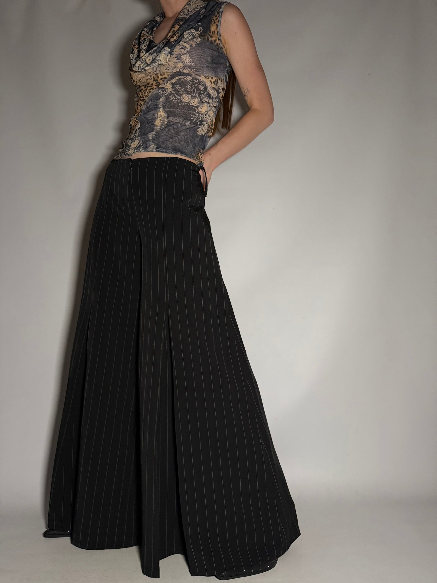 Y2K Wide-Leg Pinstripe Palazzo Pants TWINKLING