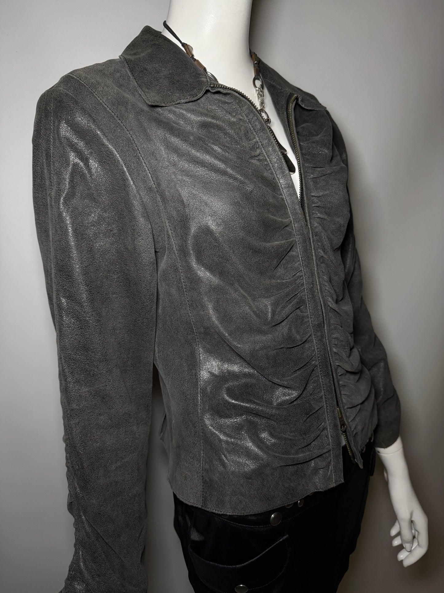 Vintage Suede Leather Draped Jacket Twinkling Global