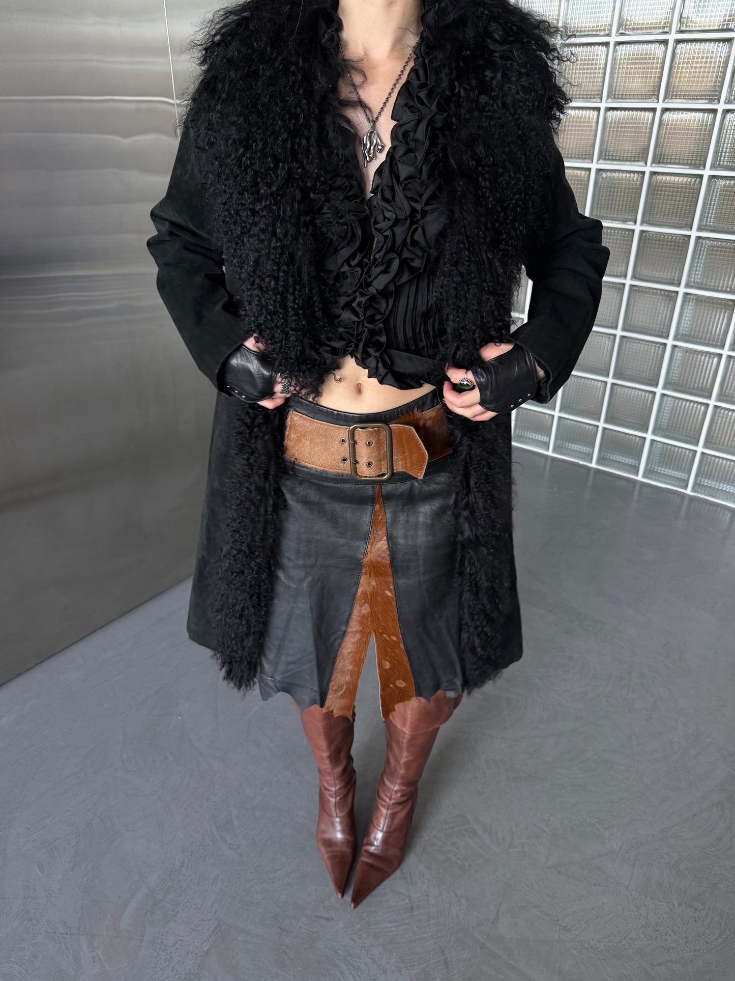 Vintage suede Penny Lane Afghan coat with llama fur Twinkling Global