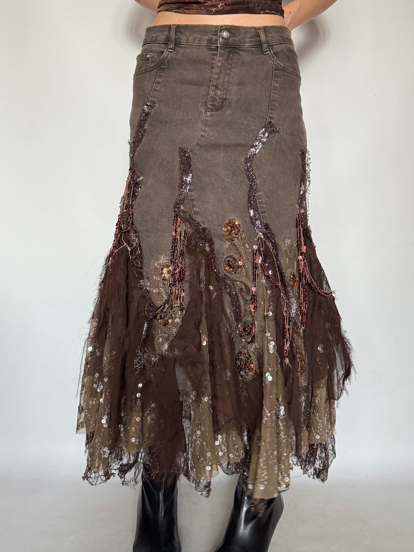 Vintage Boho Embellished Maxi Skirt – Twinkling Global
