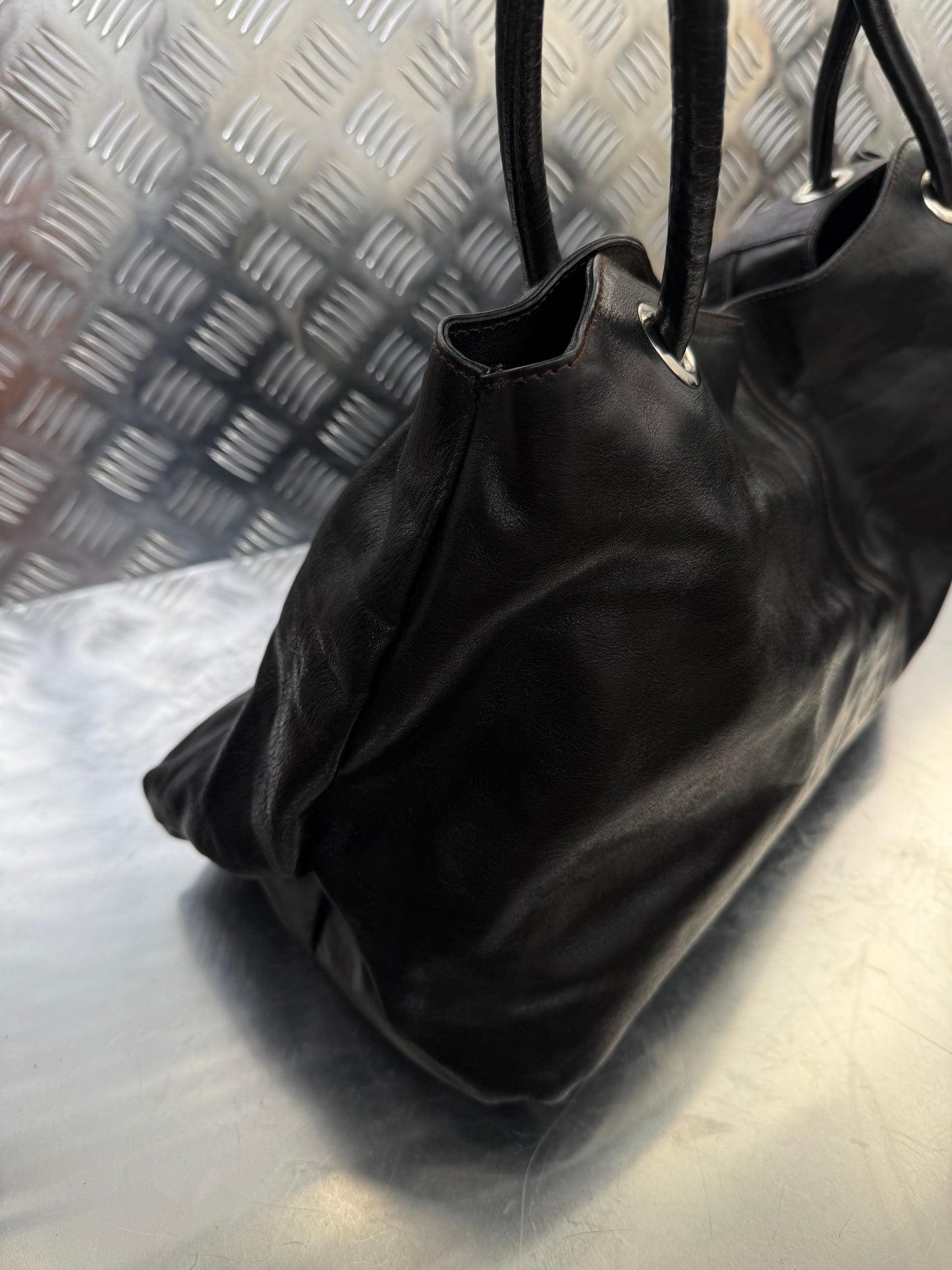 Vintage Furla Leather Bag with Pony Hair Detail Twinkling Global