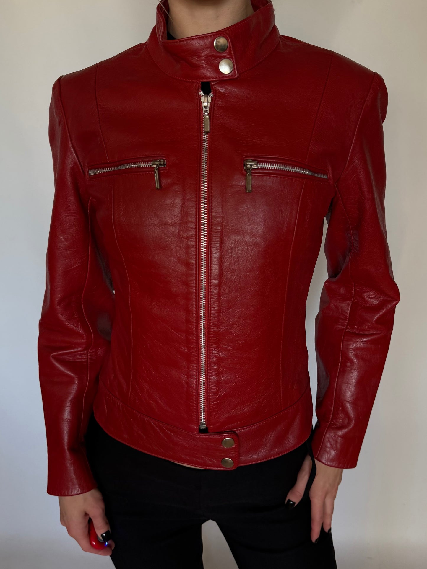 Vintage Red Leather Jacket Twinkling Global