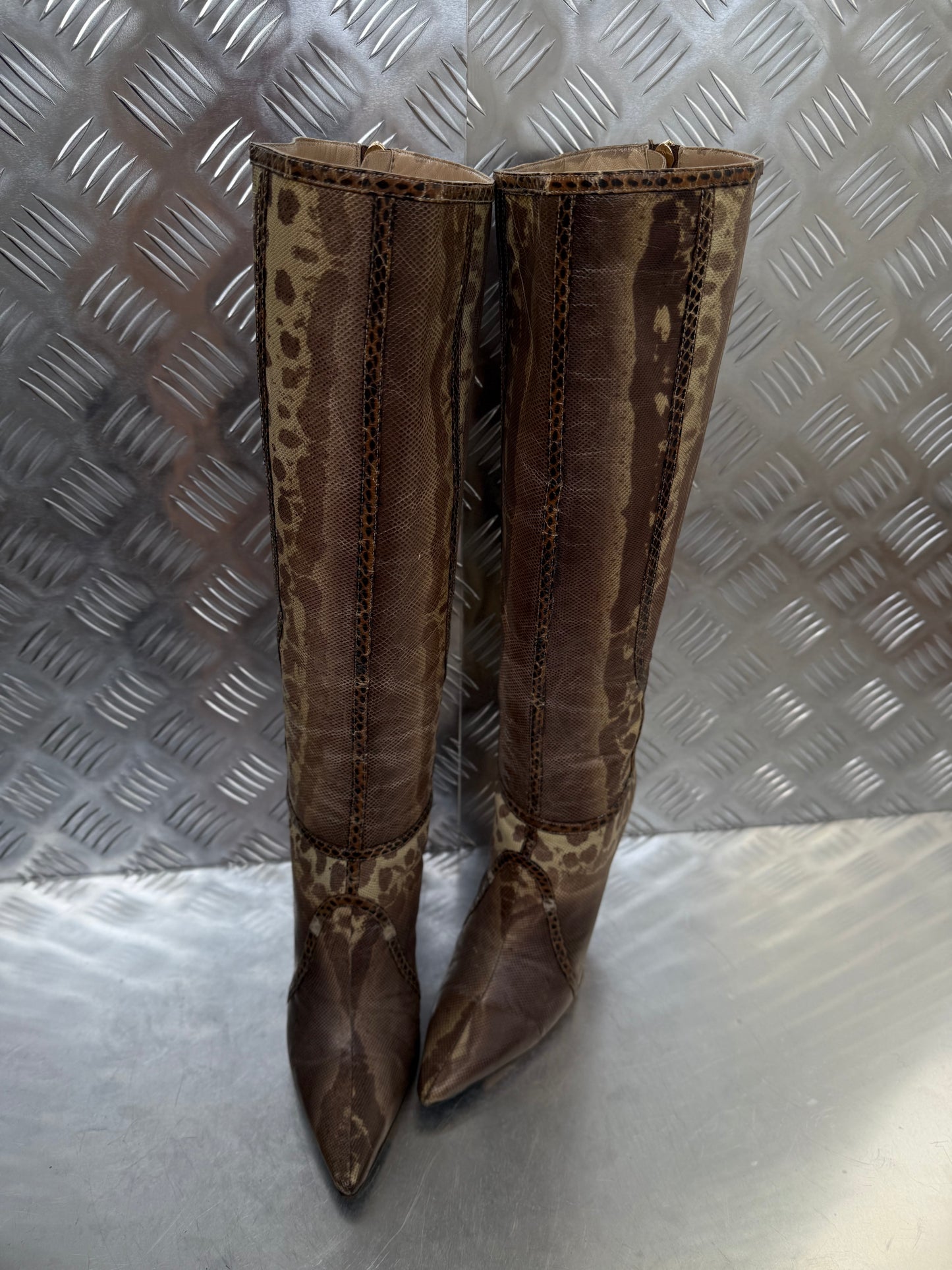 Vintage Jimmy Choo leather animal-pattern boots Twinkling Global