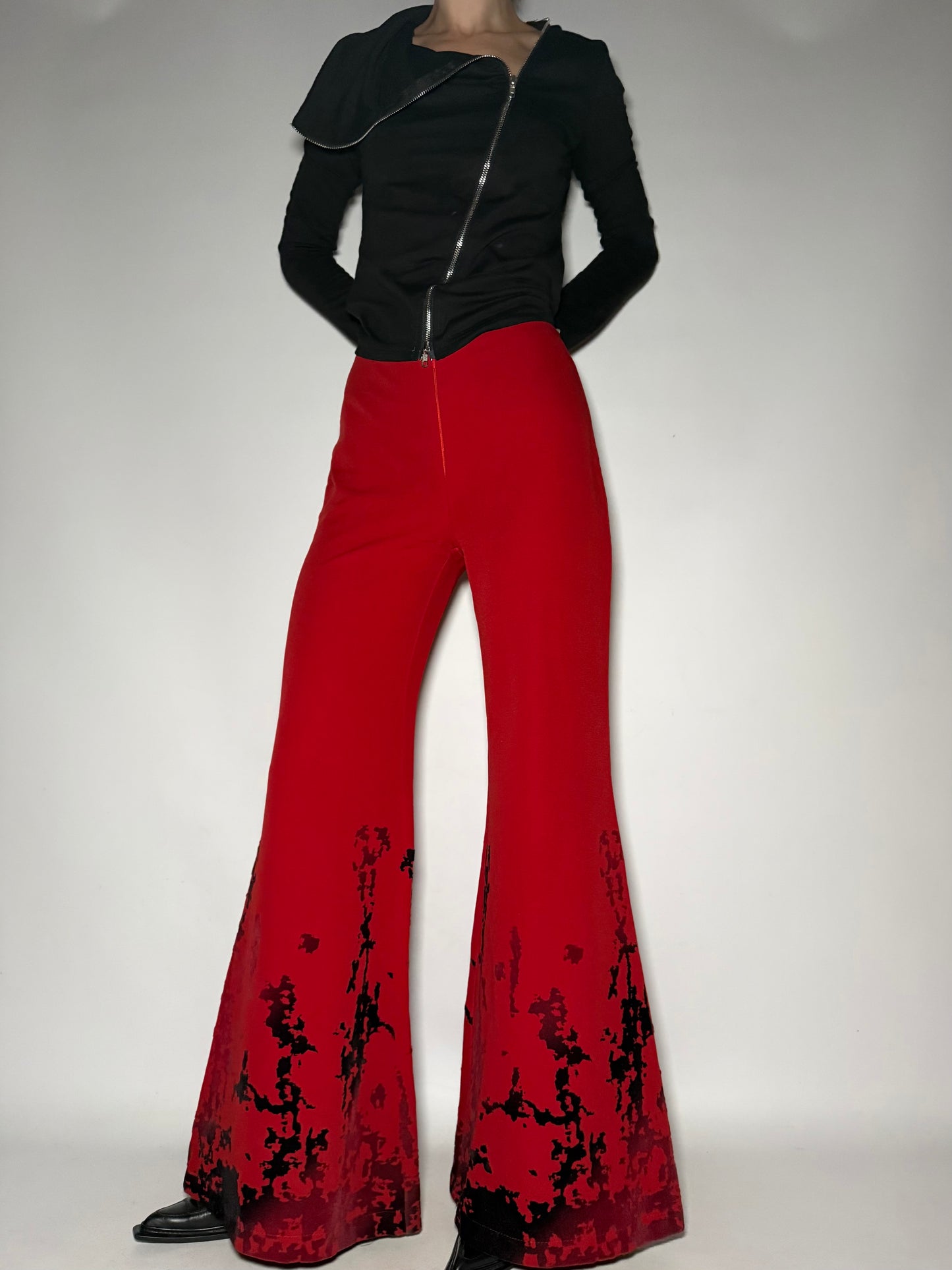 Red Flare Pants with Black Detail Twinkling Global