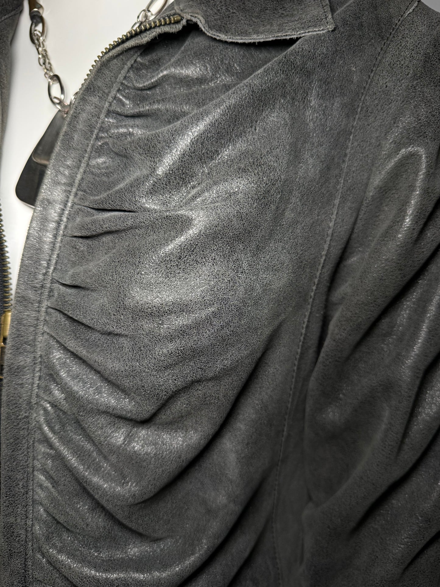 Vintage Suede Leather Draped Jacket Twinkling Global