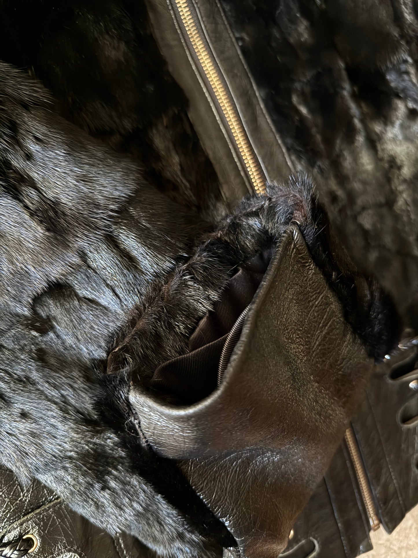 Vintage Leather & Real Fur Lace-Up Jacket TWINKLING GLOBAL